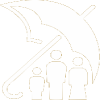 Insurance Icon of an umbrella covering a family