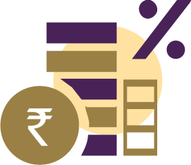 Stacked coins with percentage icon