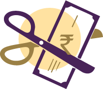 Scissors cutting a tax document icon